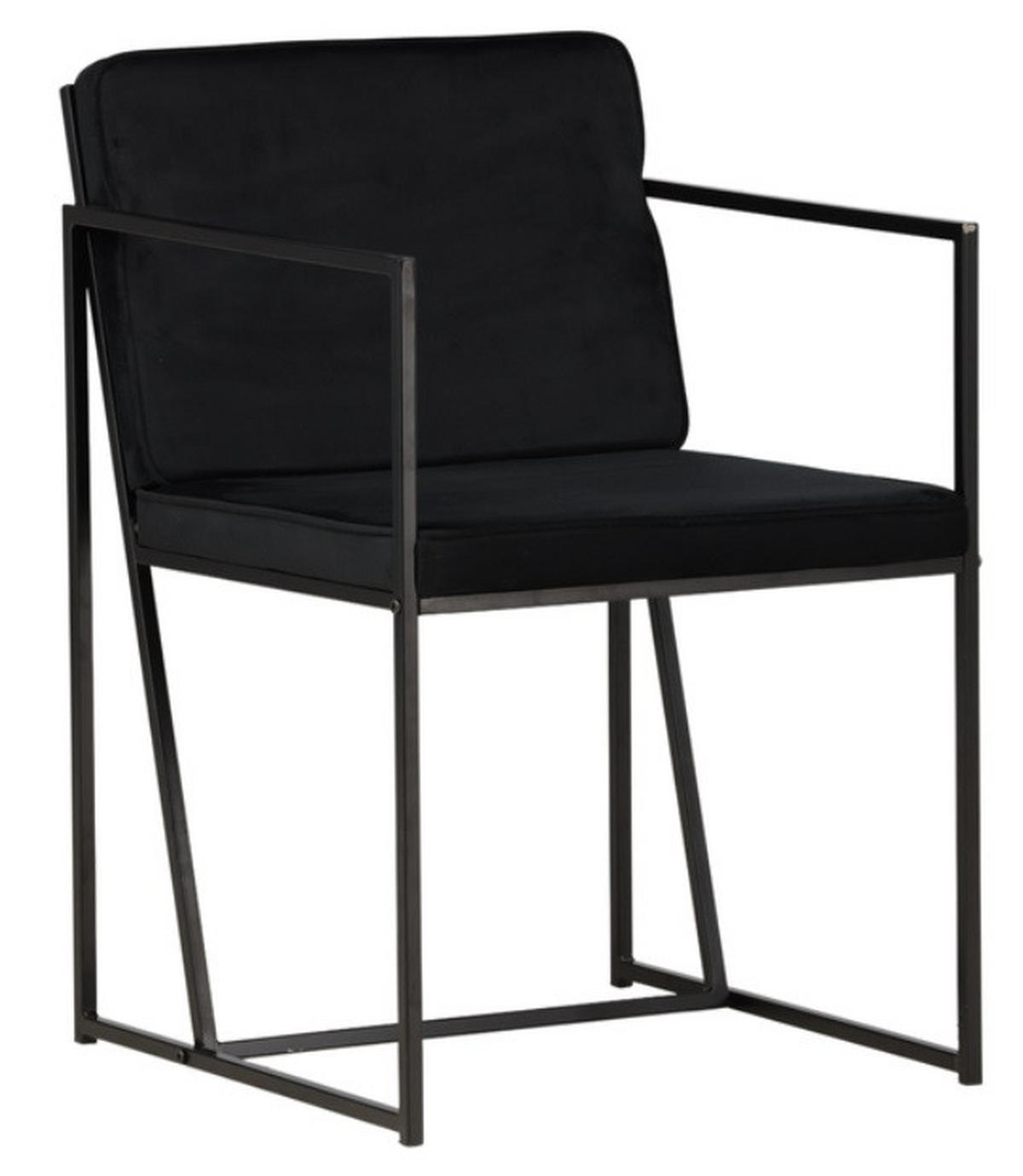 STOL stål sammet  - svart/grå, Design, metall/textil (52/82/55cm) - Johann Jakob
