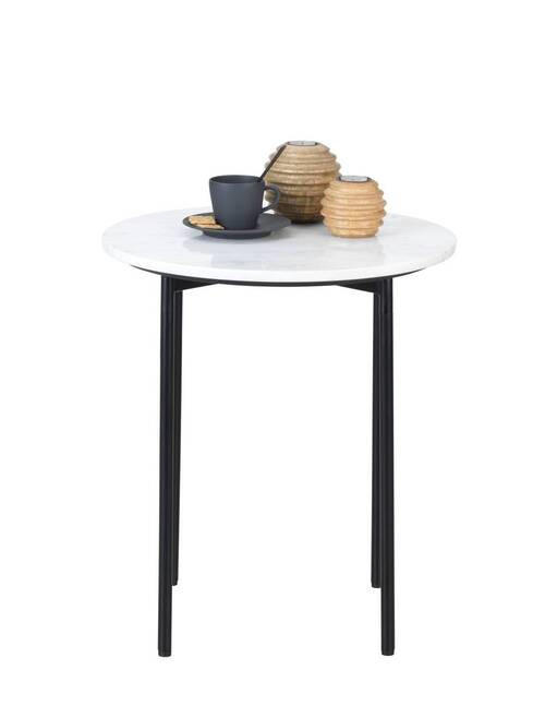 BEISTELLTISCH 50/50/55 cm Schwarz, Weiß rund  - Schwarz/Weiß, Design, Stein/Metall (50/50/55cm)