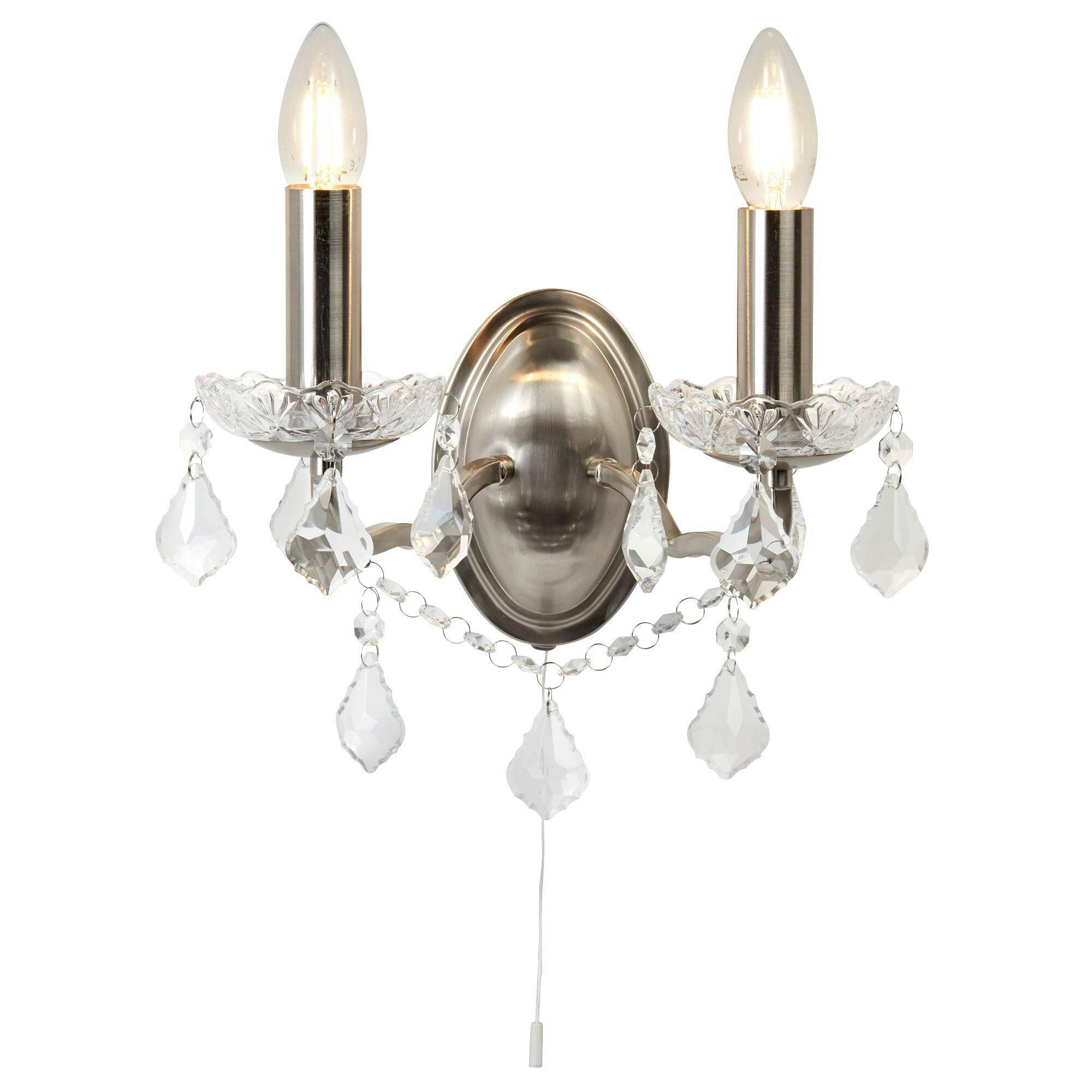 Searchlight Wandleuchte Paris Klar, Silber 27 cm
