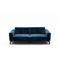 2,5-SITZER Samt Dunkelblau  - Schwarz/Dunkelblau, Design, Textil/Metall (220/86/86-94cm) - SENSOO