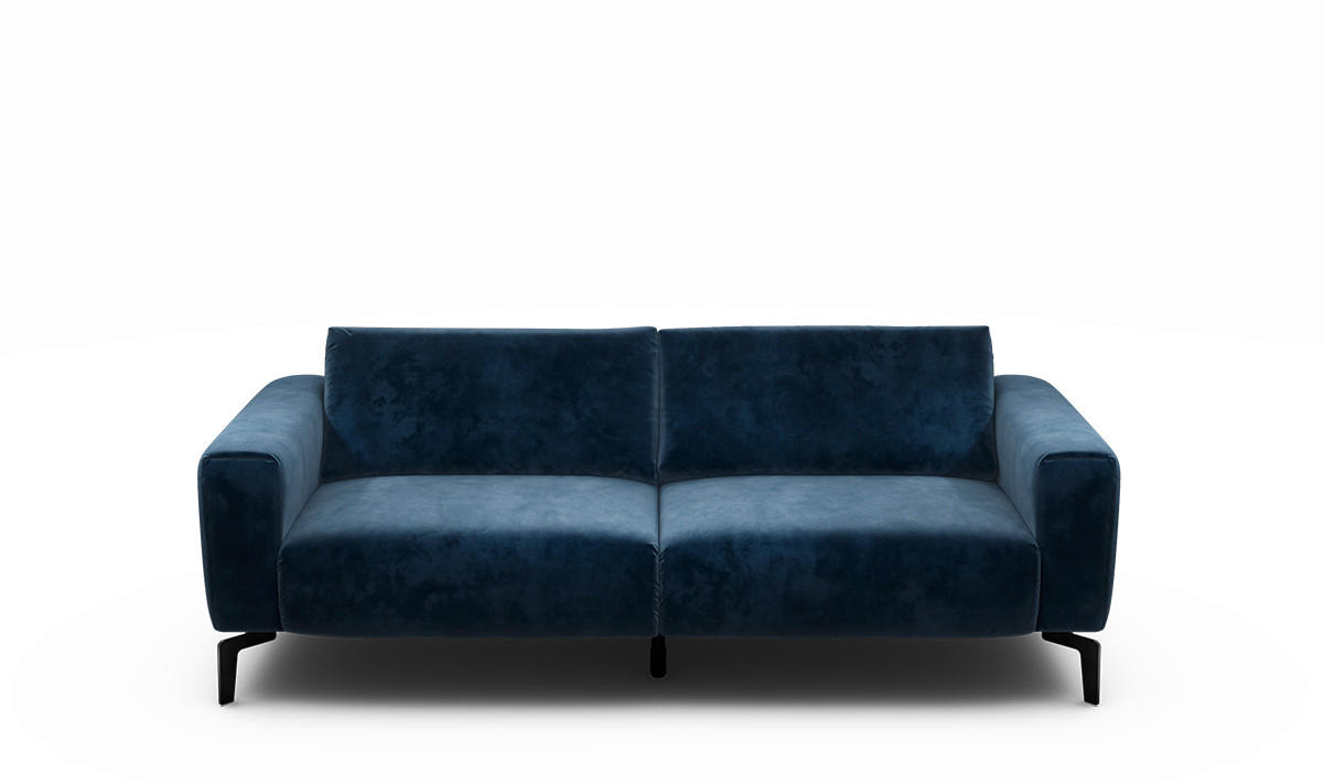 2,5-SITZER Samt Dunkelblau  - Schwarz/Dunkelblau, Design, Textil/Metall (220/86/86-94cm) - SENSOO