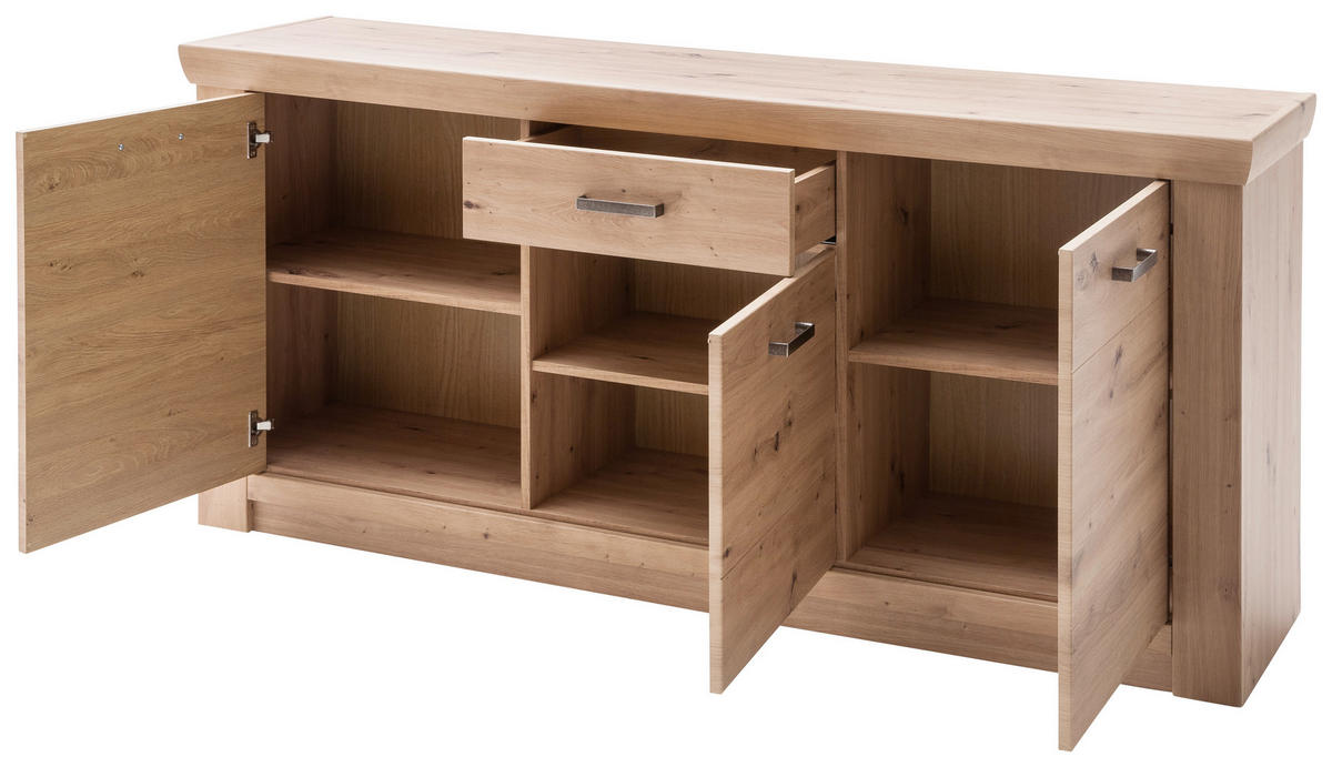SIDEBOARD Maputo  in 183/84/45 cm  - Eichefarben/Nickelfarben, Design, Holzwerkstoff/Metall (183/84/45cm) - Livetastic