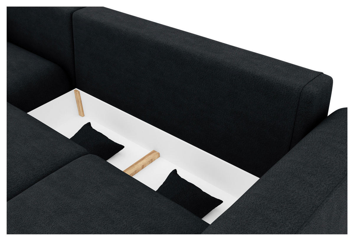 ECKSOFA in Lederlook Anthrazit  195/293 cm  - Chromfarben/Anthrazit, KONVENTIONELL, Kunststoff/Textil (195/293cm) - Carryhome