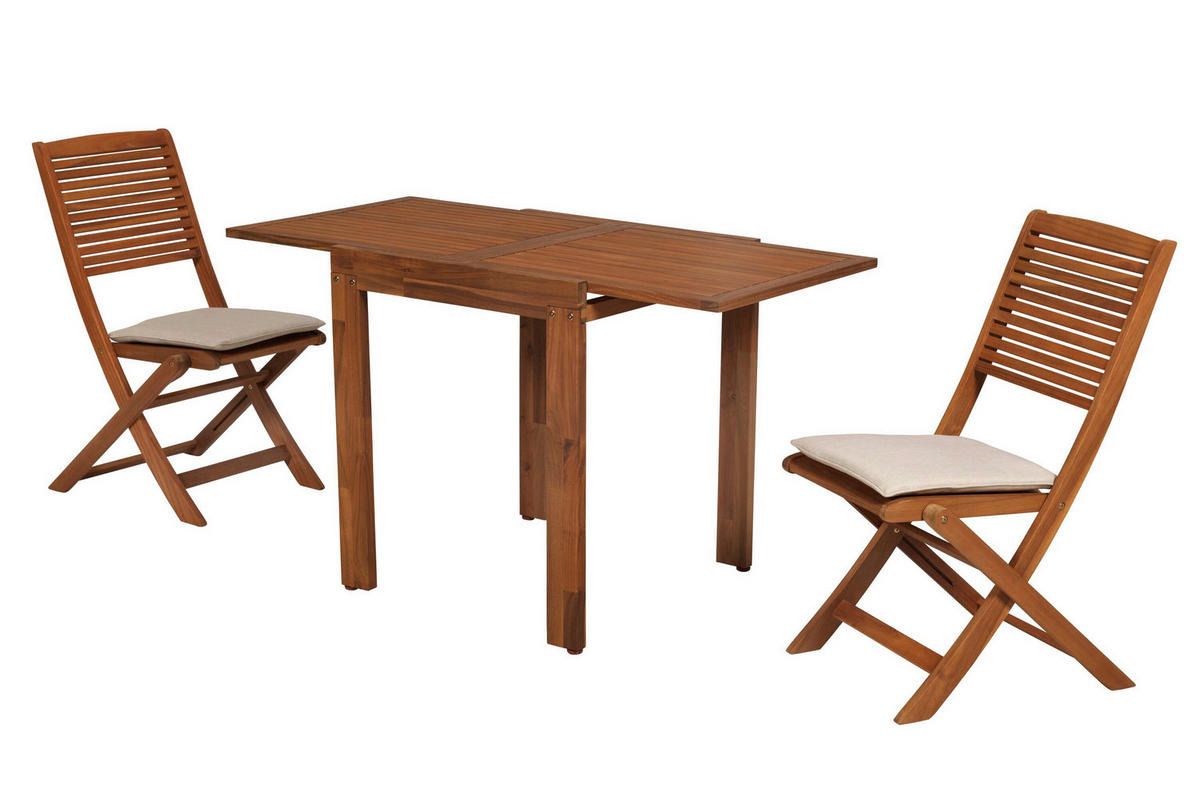 BALKONSET  5-teilig  - Beige/Akaziefarben, KONVENTIONELL, Holz/Textil - Gardenson