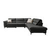 ECKSOFA Valdera Schwarz Echtleder  - Schwarz, Design, Leder/Metall (280/246cm) - Hukla