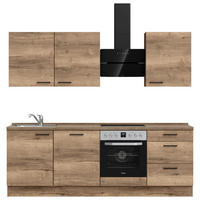 KÜCHENBLOCK 240 cm   in Eiche dunkel  - Eiche dunkel/Schwarz, MODERN, Holzwerkstoff/Metall (240cm) - Nobilia