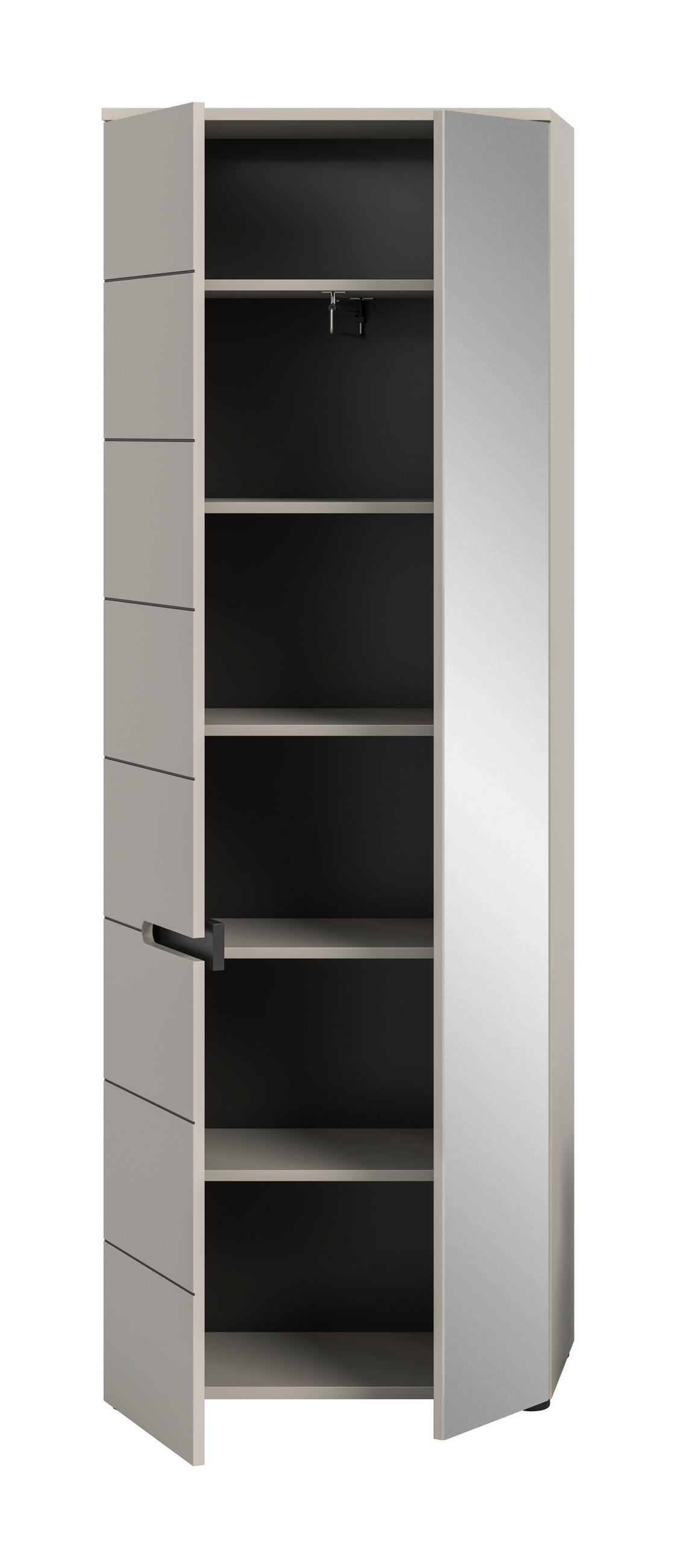 GARDEROBENSCHRANK  in 65/190/37 cm  - Kaschmir/Schwarz, Design, Holzwerkstoff/Kunststoff (65/190/37cm) - MID.YOU