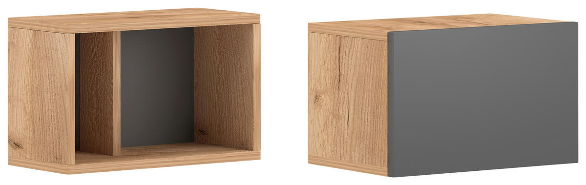 ZÁVESNÝ DIEL, grafitová, farba duba, 80/25/18-26,8 cm - grafitová/farba duba, Design, kompozitné drevo/plast (80/25/18-26,8cm) - MID.YOU