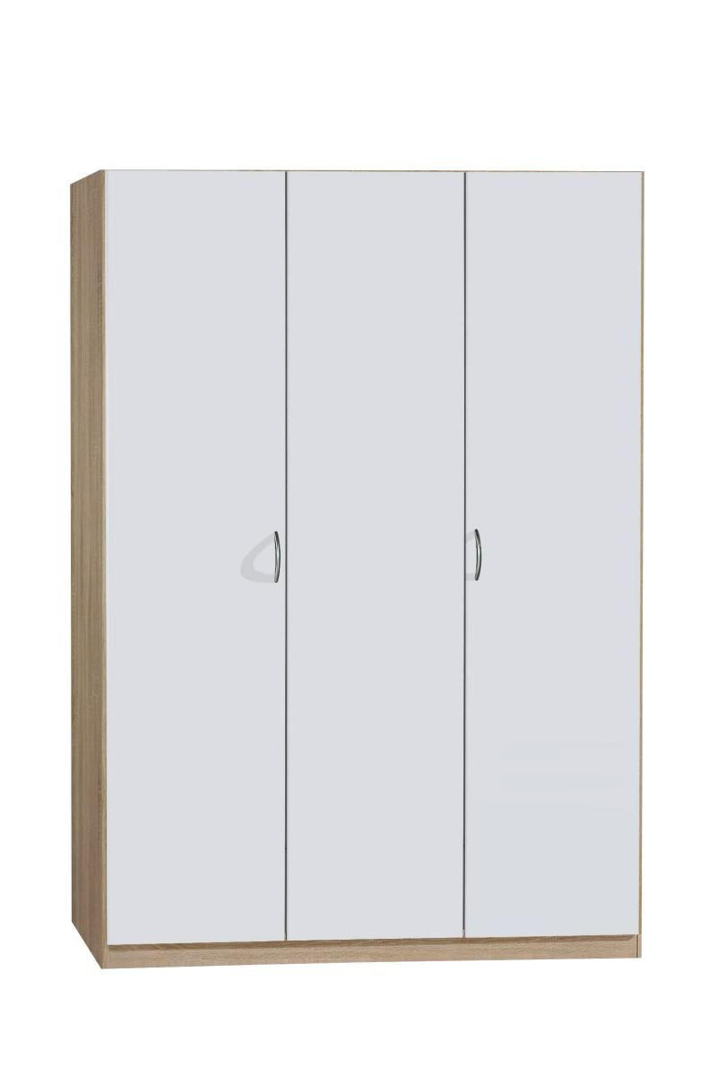 DREHTÜRENSCHRANK in Weiss, Sonoma Eiche  - Weiss/Silberfarben, Basics, Holzwerkstoff/Kunststoff (136/197/54cm) - Boxxx
