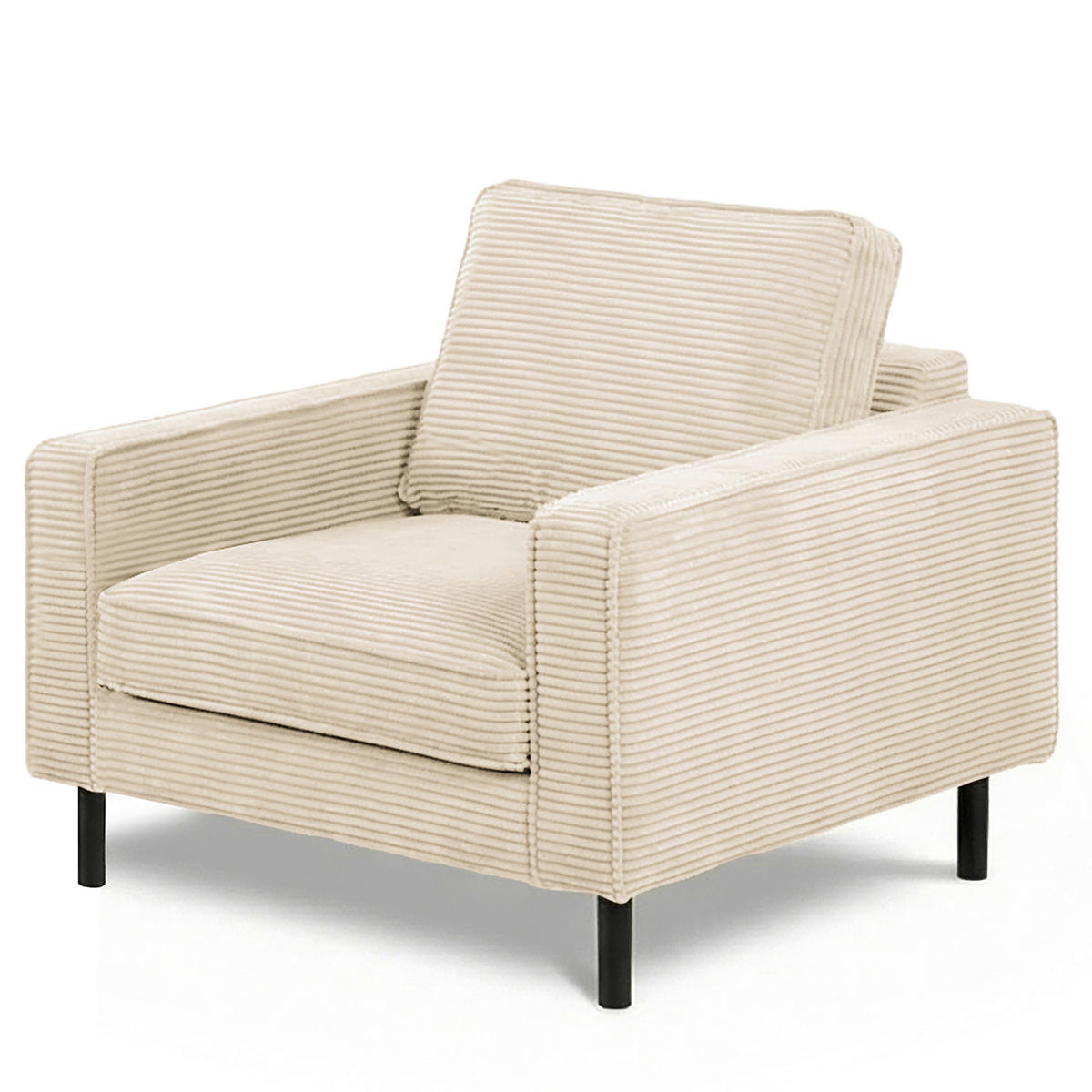 SESSEL in Cord Beige  - Beige/Schwarz, Design, Textil/Metall (88/85/92cm) - Livetastic
