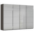 SCHWEBETÜRENSCHRANK 316/223/68 cm 4-türig Graphitfarben, Hellgrau  - Chromfarben/Hellgrau, Design, Glas/Holzwerkstoff (316/223/68cm) - Novel