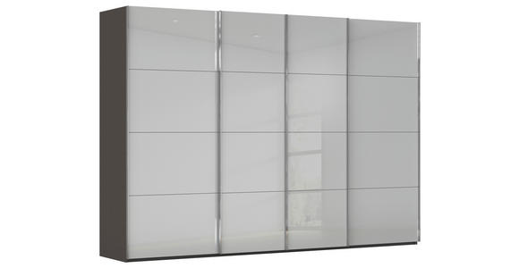 SCHWEBETÜRENSCHRANK 316/223/68 cm 4-türig Graphitfarben, Hellgrau  - Chromfarben/Hellgrau, Design, Glas/Holzwerkstoff (316/223/68cm) - Novel