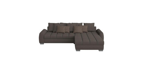 ECKSOFA Dunkelbraun Webstoff  - Taupe/Chromfarben, Design, Kunststoff/Textil (320/226cm) - Carryhome