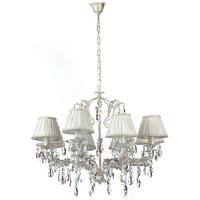KRISTALL-HÄNGELEUCHTE 80/105 cm   - Weiß, Natur, Glas/Textil (80/105cm)