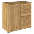 KOMMODE  in 80/81/42 cm  - Eichefarben/Silberfarben, Design, Holzwerkstoff/Kunststoff (80/81/42cm) - Novel