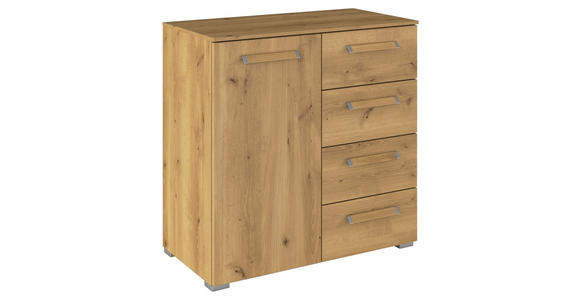 KOMMODE  in 80/81/42 cm  - Eichefarben/Silberfarben, Design, Holzwerkstoff/Kunststoff (80/81/42cm) - Novel