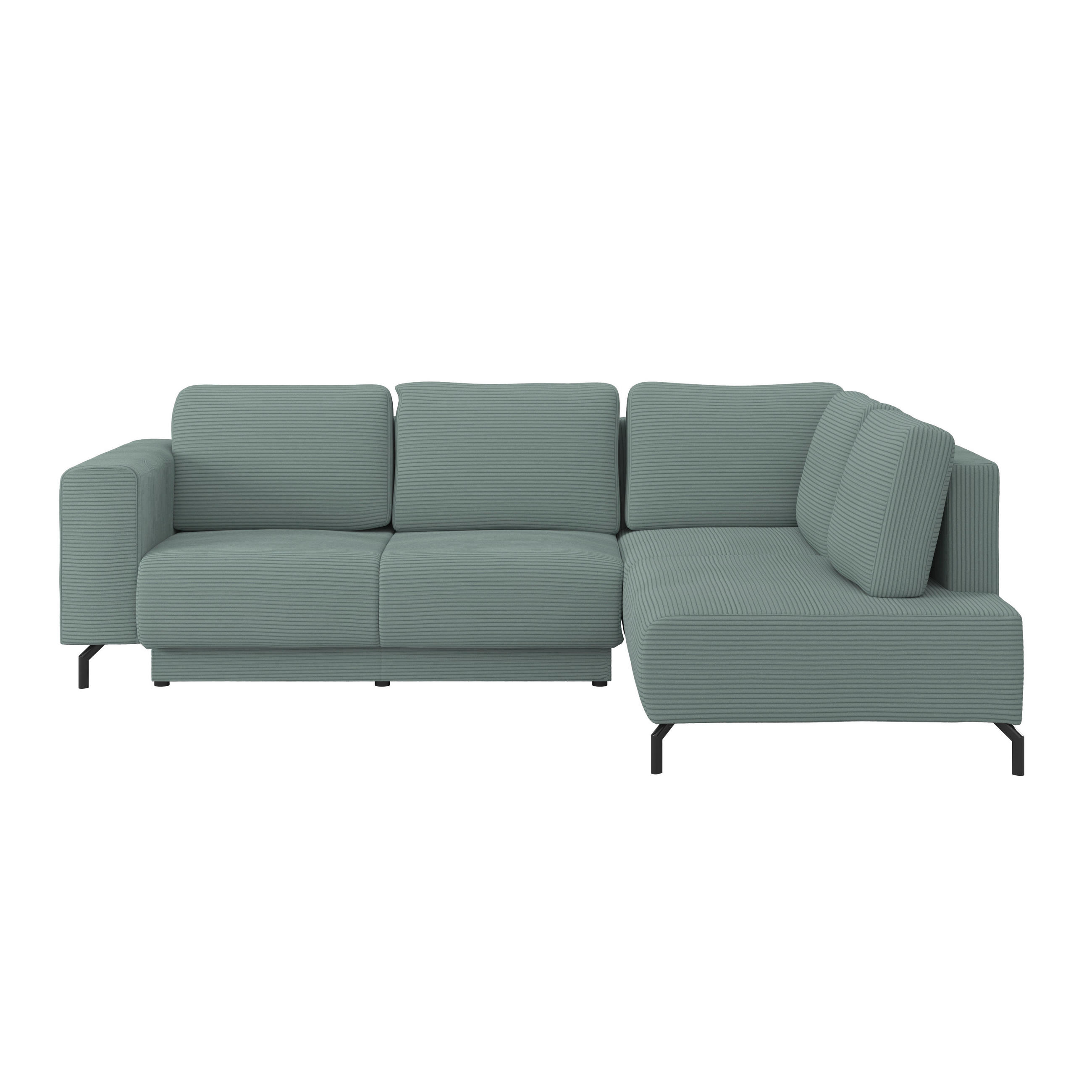 ECKSOFA Graugrün Cord  - Schwarz/Graugrün, MODERN, Textil (272/210cm) - P & B