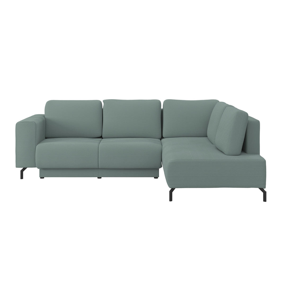 ECKSOFA Graugrün Cord  - Schwarz/Graugrün, MODERN, Textil (272/210cm) - P & B
