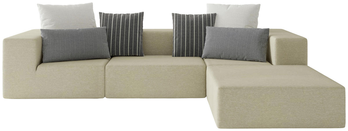 LOUNGESOFA  - Taupe/Multicolor, Design, Textil (220/330cm) - Livetastic