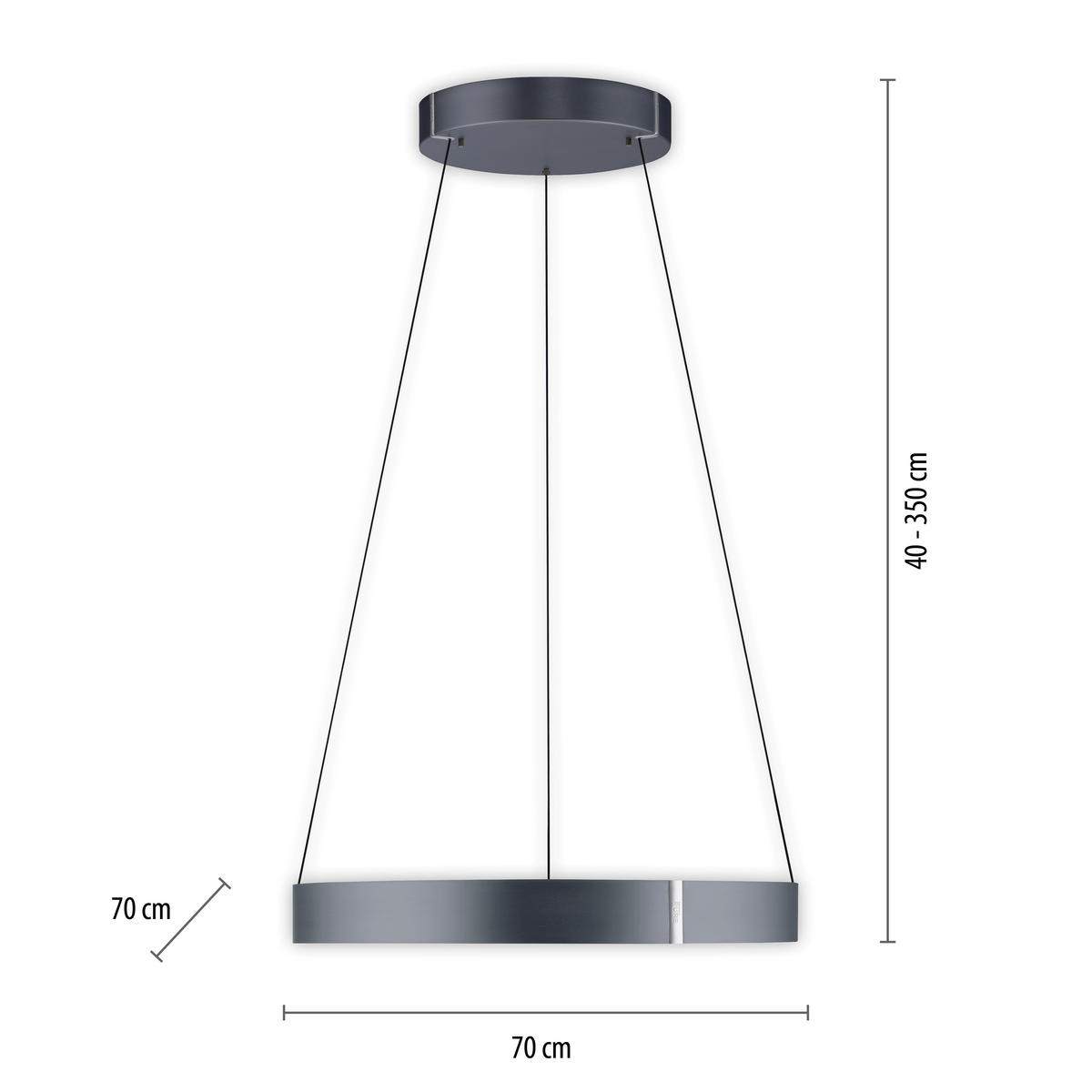 LED-HÄNGELEUCHTE Pure E-Clipse 70/350 cm   - Grau, Design, Kunststoff/Metall (70/350cm) - Neuhaus PURE