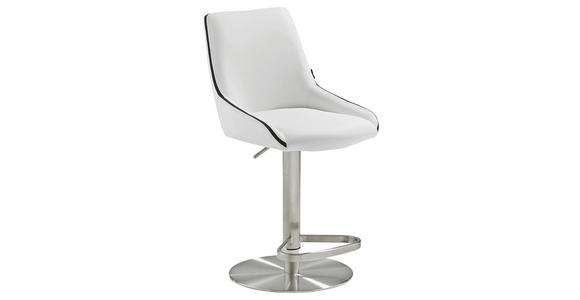 BARHOCKER Lederlook Anthrazit, Weiß - Edelstahlfarben/Anthrazit, Design, Textil/Metall (47/86-110,5/56cm) - Novel