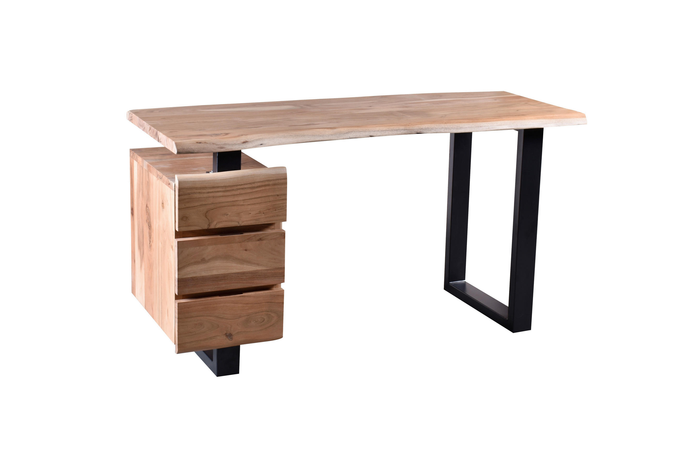 SCHREIBTISCH 147/62/80 cm  in Naturfarben, Schwarz  - Schwarz/Naturfarben, MODERN, Holz/Metall (147/62/80cm) - MID.YOU