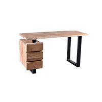 SCHREIBTISCH 147/62/80 cm  in Naturfarben, Schwarz  - Schwarz/Naturfarben, MODERN, Holz/Metall (147/62/80cm) - MID.YOU