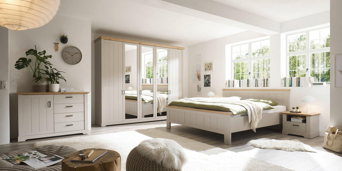 BETT 180/200 cm  in Champagner, Eiche Artisan  - Champagner/Eiche Artisan, LIFESTYLE, Holzwerkstoff (180/200cm) - Landscape