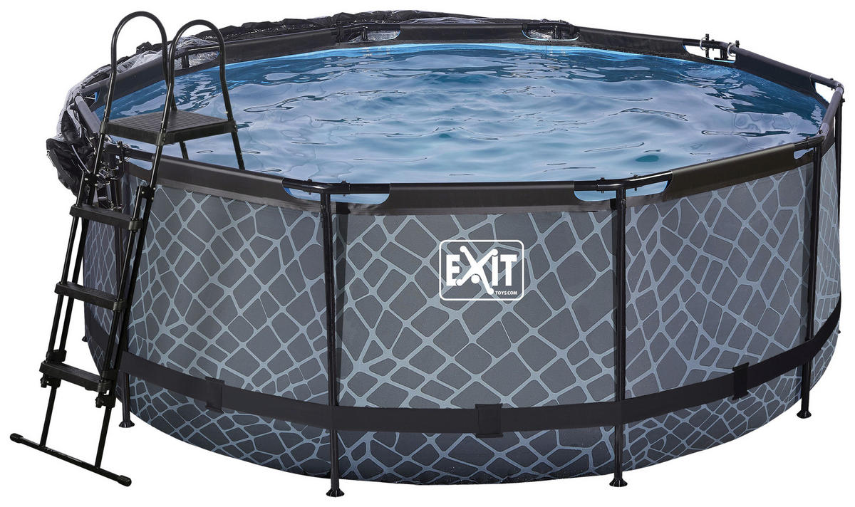 POOL-SET STONE 360/122 cm  - Grau, KONVENTIONELL, Metall (360/122cm) - EXIT Toys