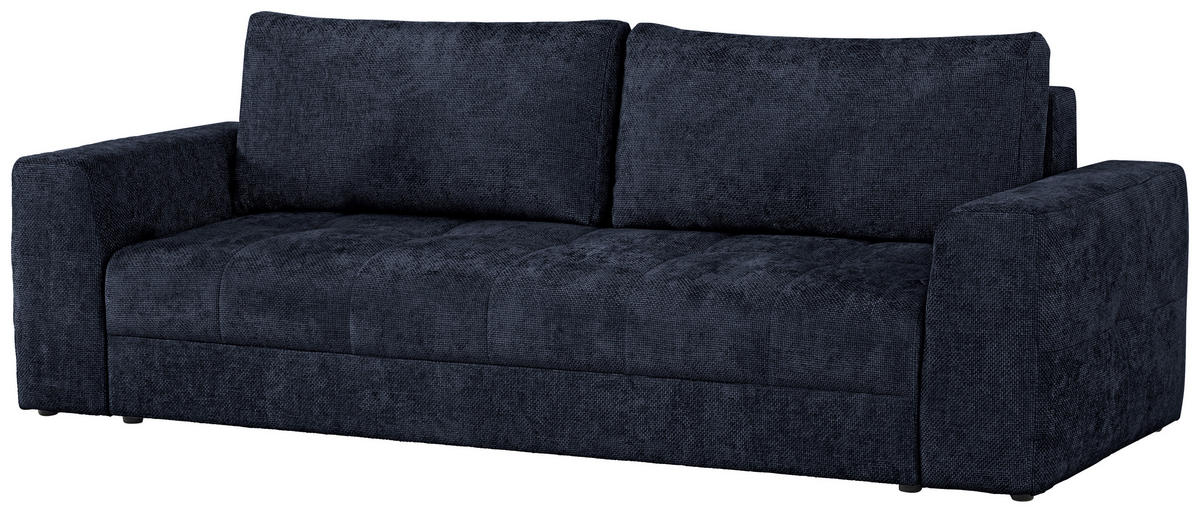 SCHLAFSOFA Struktur Dunkelblau  inkl. Zierkissen, Rückenkissen, Bettkasten, Schlaffunktion, Rücken echt  - Schwarz/Dunkelblau, KONVENTIONELL, Kunststoff/Textil (253/87/102cm) - Xora