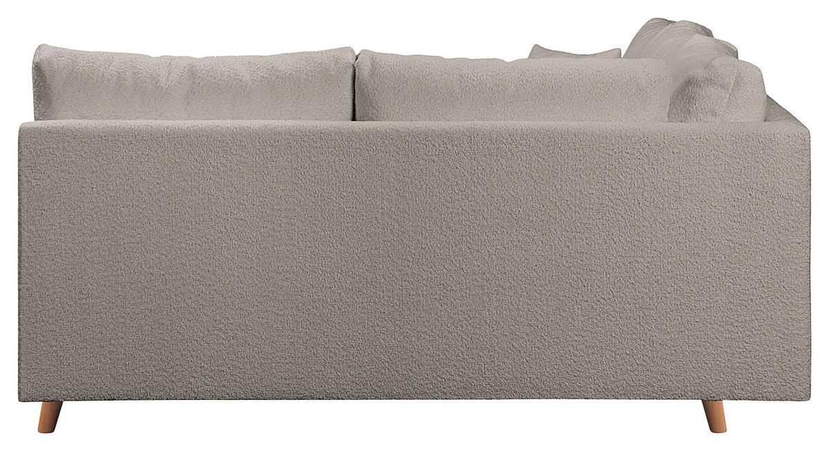 ECKSOFA Ariella Grau Bouclé  - Naturfarben/Grau, Design, Holz/Textil (231/161cm) - Livetastic