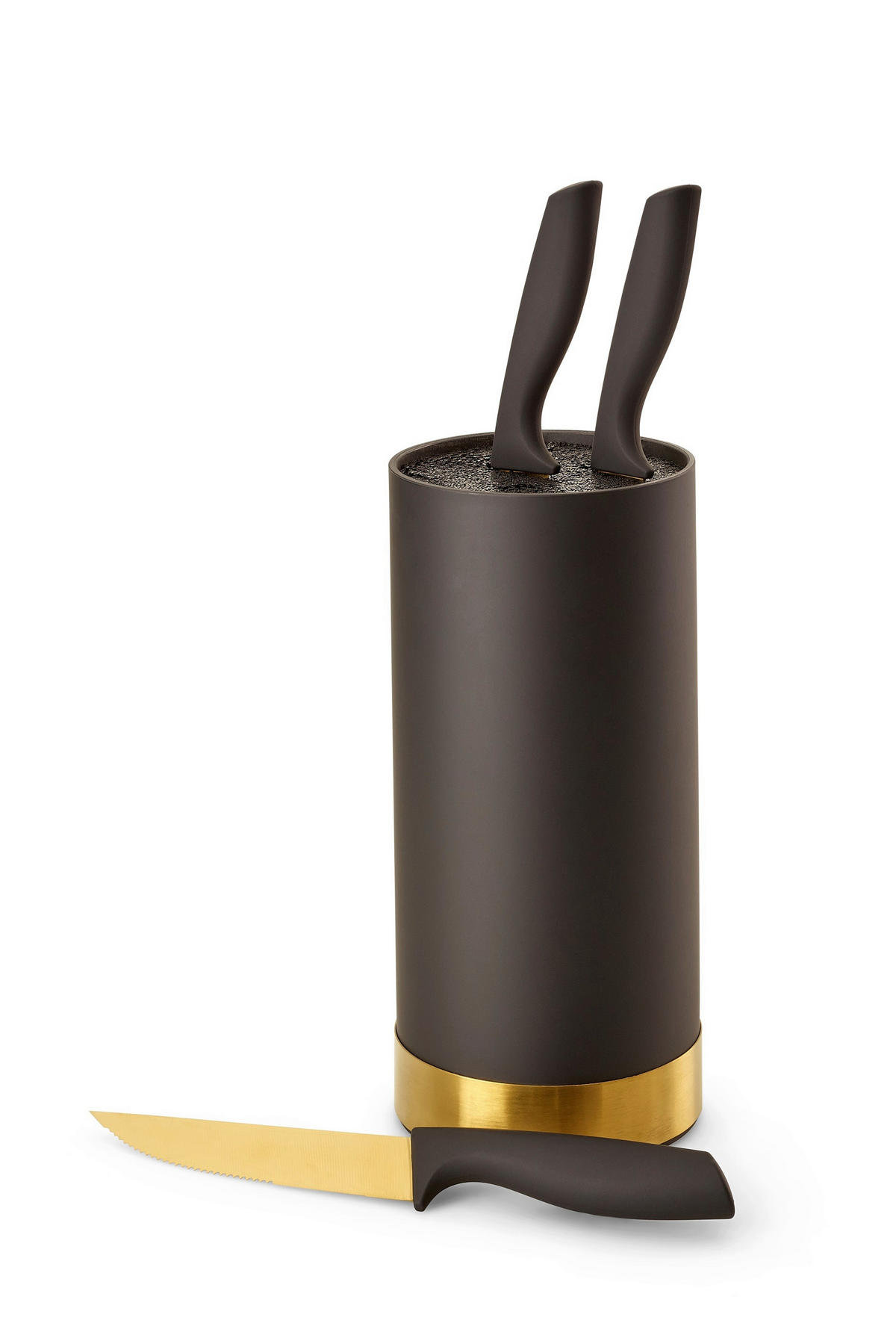 MESSERBLOCK 4-teilig  - Goldfarben/Schwarz, Basics, Kunststoff (11/22cm) - Echtwerk