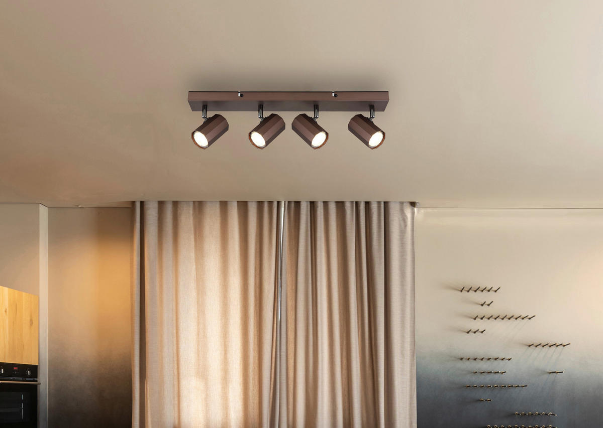 DECKENLEUCHTE 53/6/14,5 cm   - Bronzefarben, Design, Metall (53/6/14,5cm) - Novel