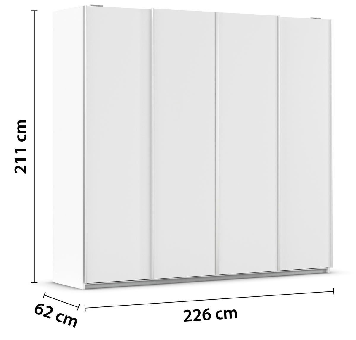 SCHWEBETÜRENSCHRANK in Weiss  - Weiss/Alufarben, Modern, Holzwerkstoff/Metall (226/211/62cm) - Rauch Möbel