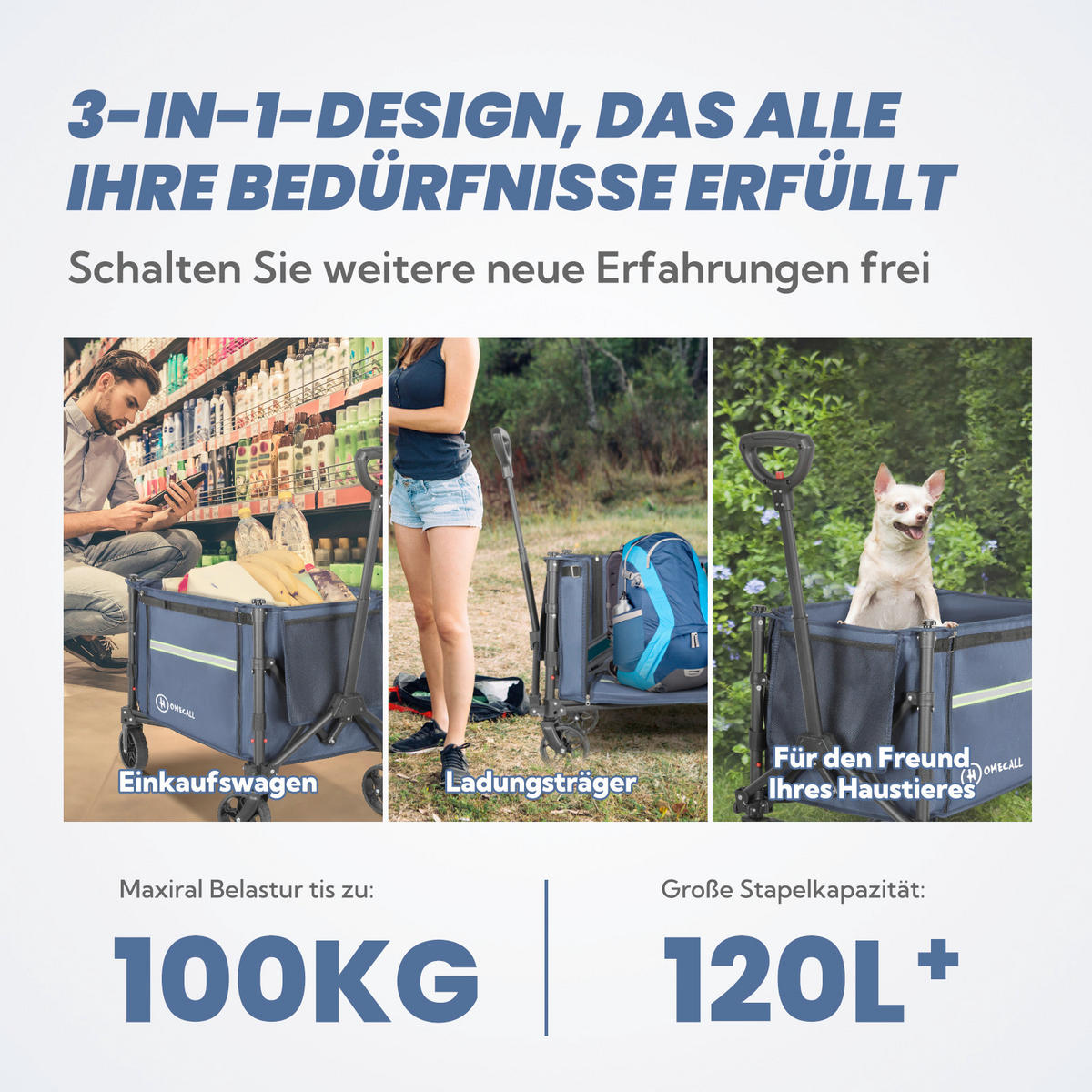 BOLLERWAGEN    - Blau/Graphitfarben, Basics, Textil/Metall (44/19/31cm) - Modante