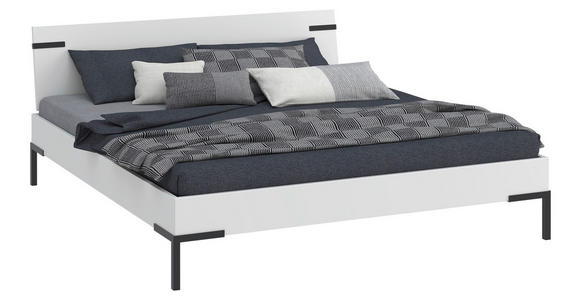 BETT 180/200 cm,  in Weiß  - Schwarz/Weiß, Design, Metall (180/200cm) - Xora