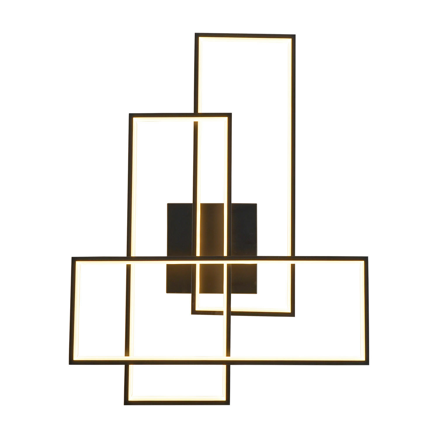 LED-WANDLEUCHTE 50/65/10 cm   - Schwarz Hochglanz, Design, Metall (50/65/10cm)