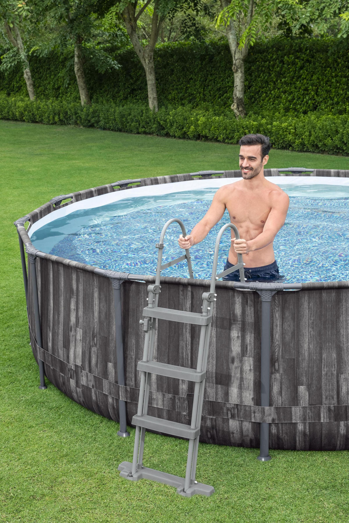 POOL SET STEEL PRO 5614Z 427/107 cm  - Blau/Weiß, Basics, Kunststoff/Metall (427/107cm) - Bestway