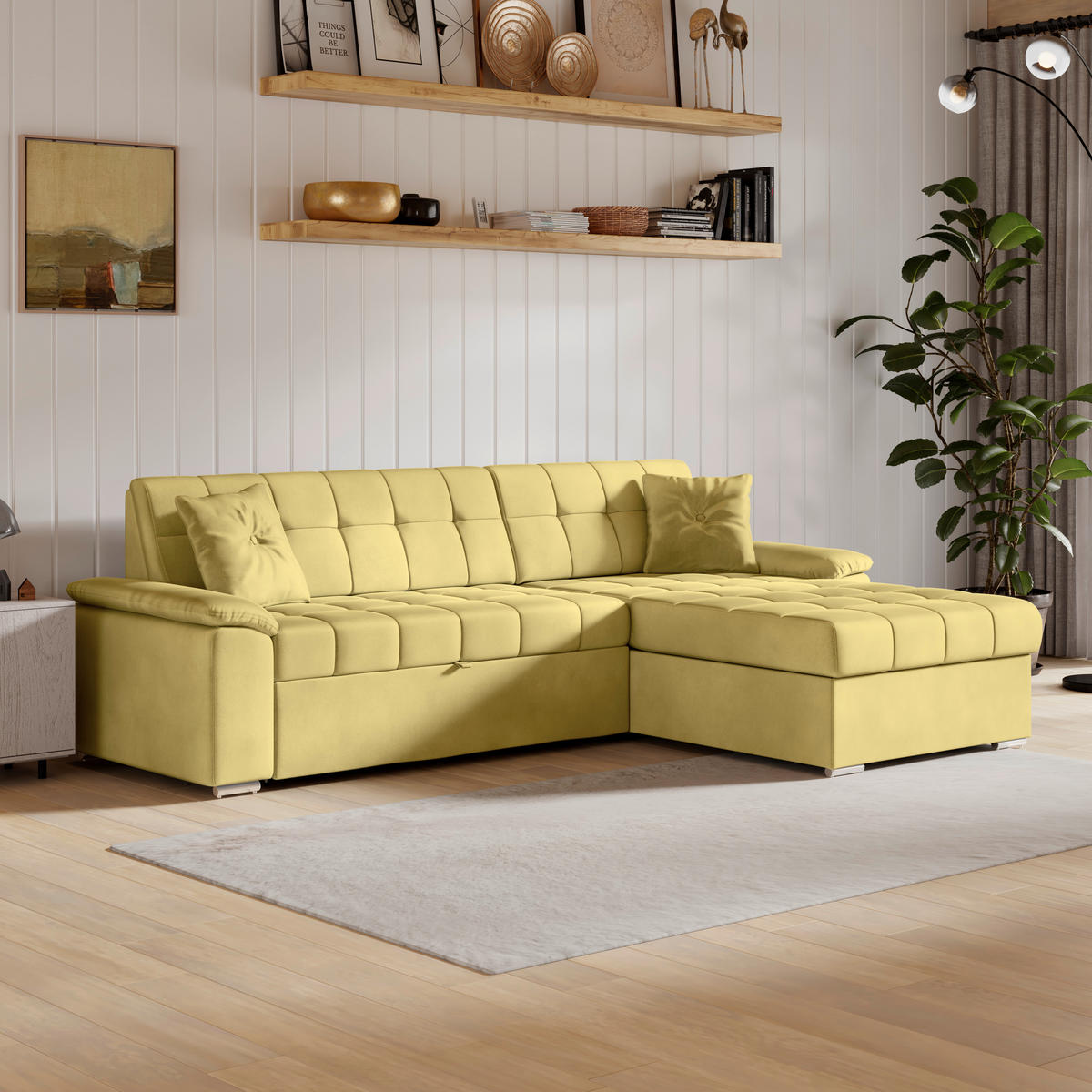 ECKSOFA Senfgelb Zierkissen  - Senfgelb, Trend, Textil (257/167cm) - Livetastic