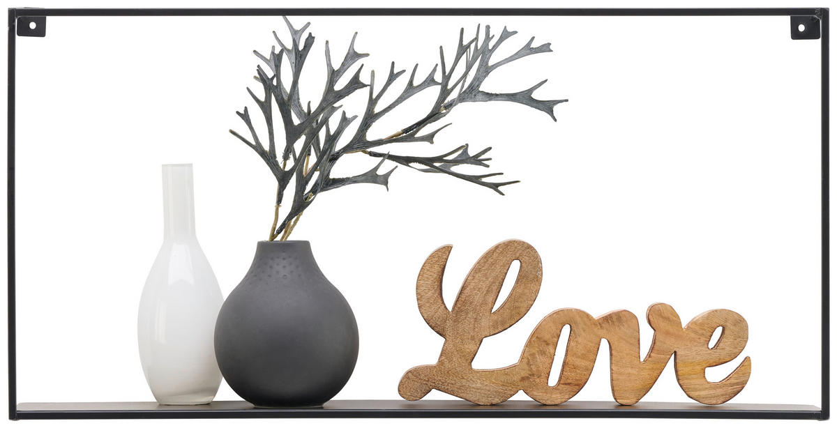 WANDREGAL 60/30/12 cm  - Schwarz, Trend, Metall (60/30/12cm) - Landscape