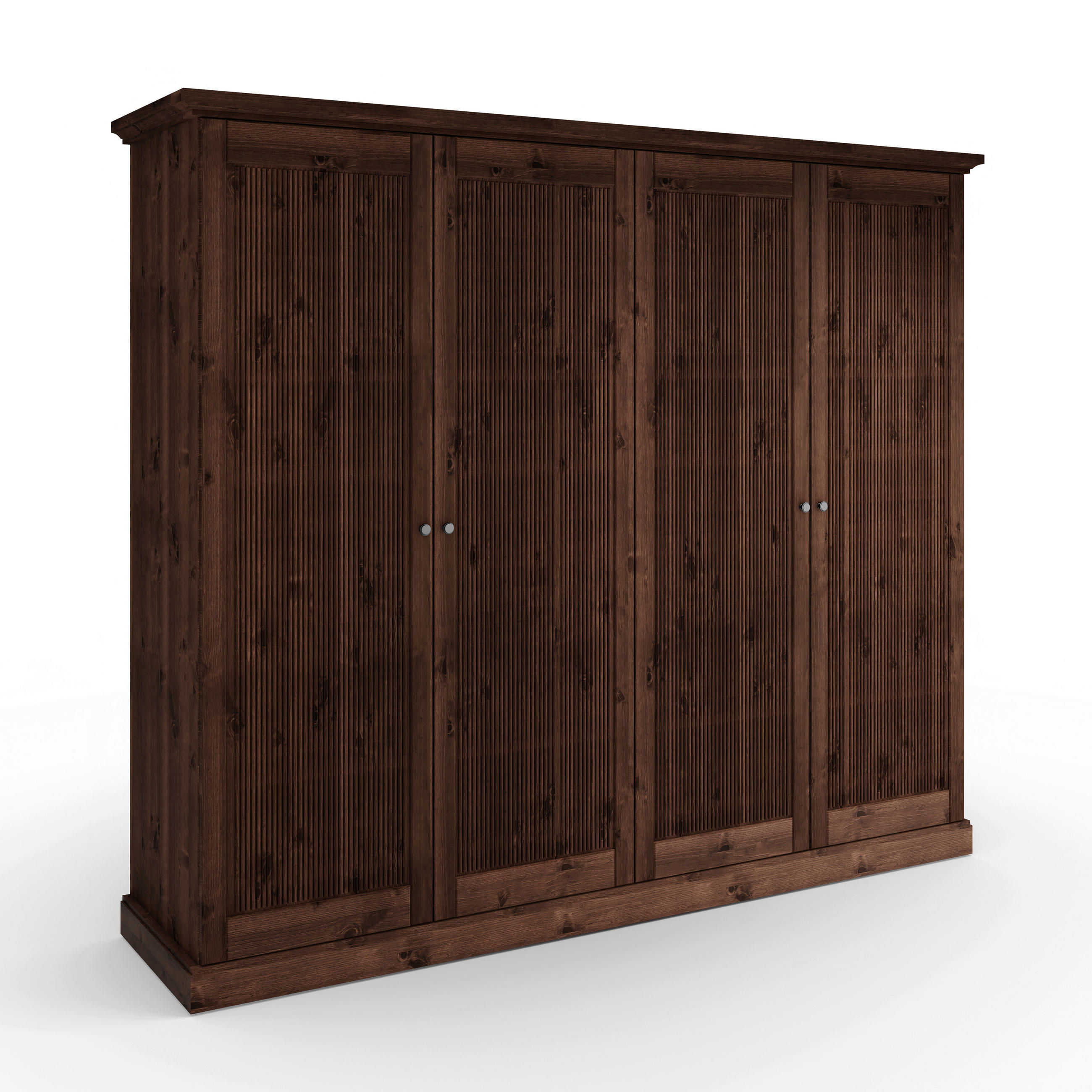 KLEIDERSCHRANK 248/213/63 cm,  in Dunkelbraun, 4 Tür(en)-türig  - Dunkelbraun/Silberfarben, KONVENTIONELL, Holz/Metall (248/213/63cm) - Linea Natura