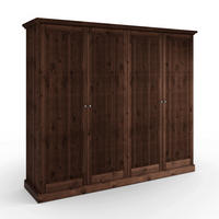 KLEIDERSCHRANK 248/213/63 cm,  in Dunkelbraun, 4 Tür(en)-türig  - Dunkelbraun/Silberfarben, KONVENTIONELL, Holz/Metall (248/213/63cm) - Linea Natura