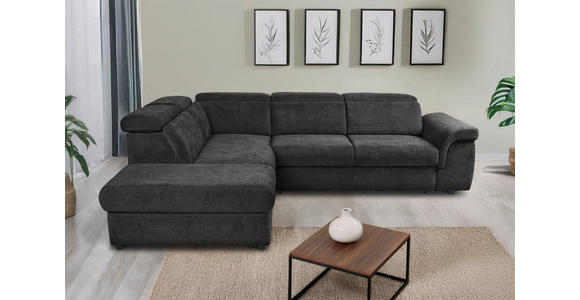 ECKSOFA Schwarz Flachgewebe  - Schwarz, KONVENTIONELL, Kunststoff/Textil (235/280cm) - Carryhome