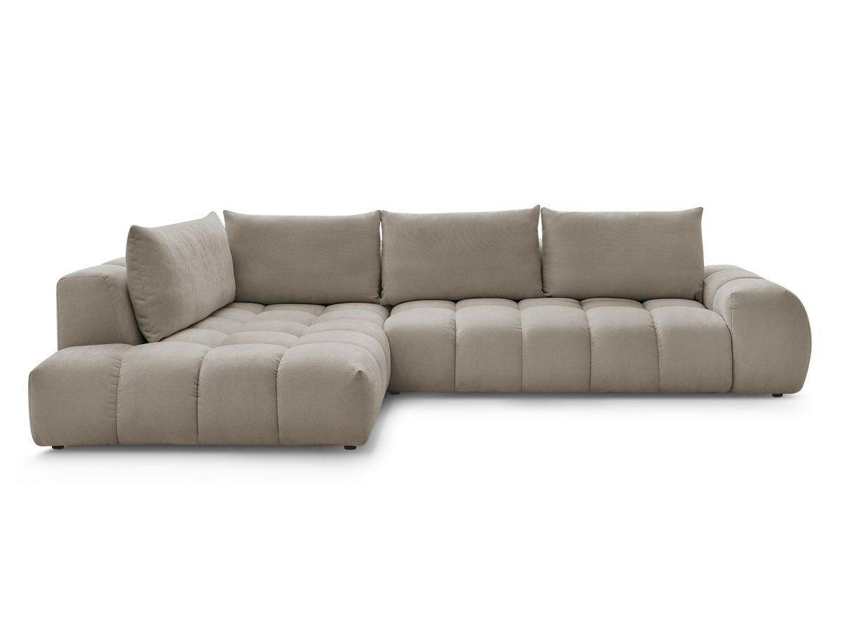 ECKSOFA Ottomane links  EVEREST Taupe Struktur  - Taupe/Schwarz, MODERN, Kunststoff/Textil (210/352cm) - Livetastic