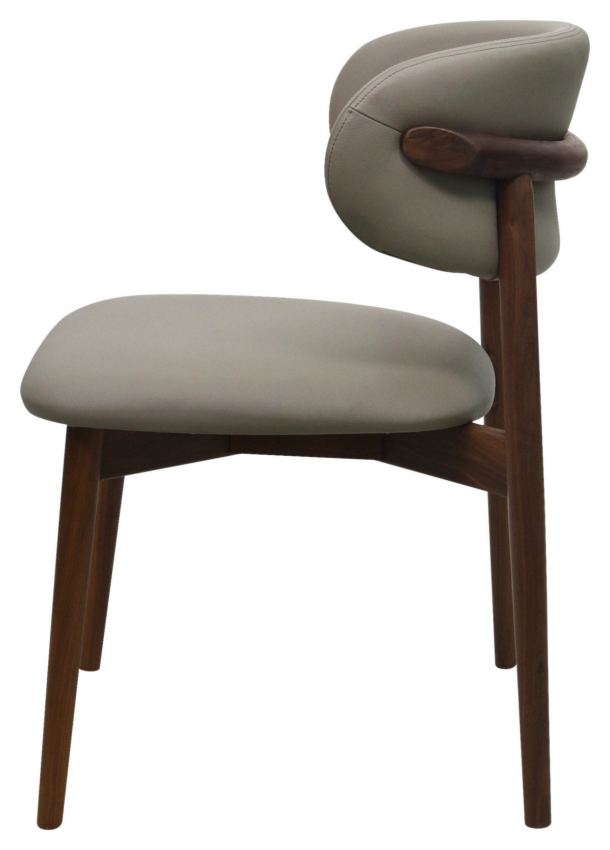 STUHL    Echtleder  Graubraun  - Graubraun/Walnussfarben, Modern, Leder/Holz (55/80/60cm) - Livetastic