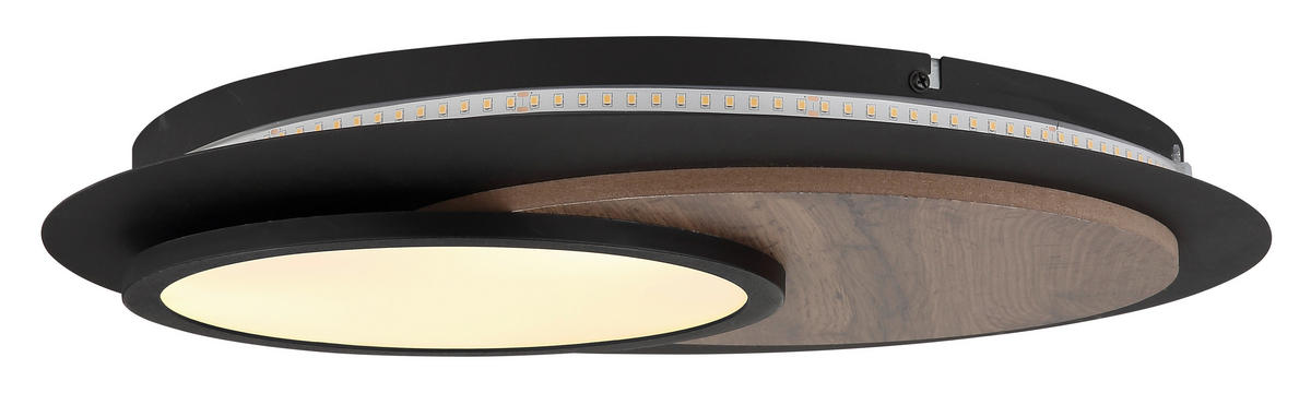 LED-DECKENLEUCHTE  48/5,6 cm    - Weiss/Dunkelbraun, Natur, Holzwerkstoff/Kunststoff (48/5,6cm) - Globo