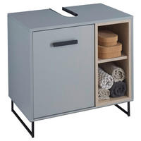 WASCHBECKENUNTERSCHRANK 65/60,5/38 cm  - Schwarz/Grau, Natur, Holzwerkstoff/Kunststoff (65/60,5/38cm) - home24