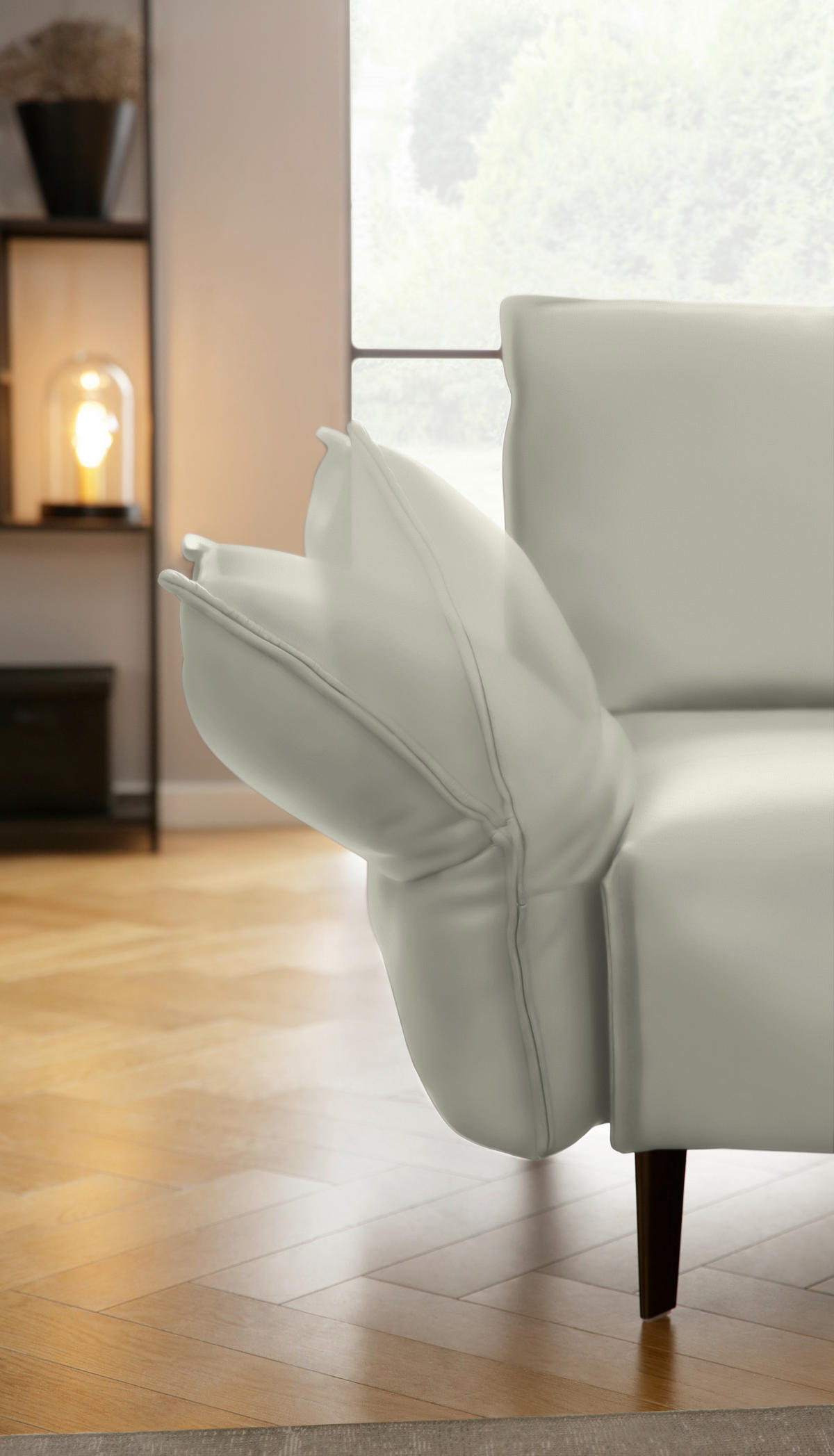 ECKSOFA in Echtleder Weiss  - Weiss/Schwarz, Design, Leder/Metall (340/272cm) - W.Schillig