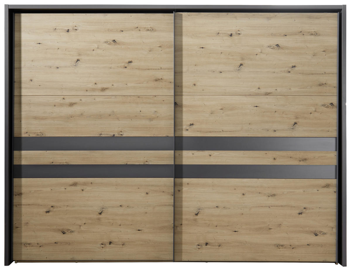  SCHWEBETÜRENSCHRANK 270/211/61 cm 2-türig  - Eiche Artisan/Grau, Design, Holzwerkstoff/Metall (270/211/61cm) - Hom`in