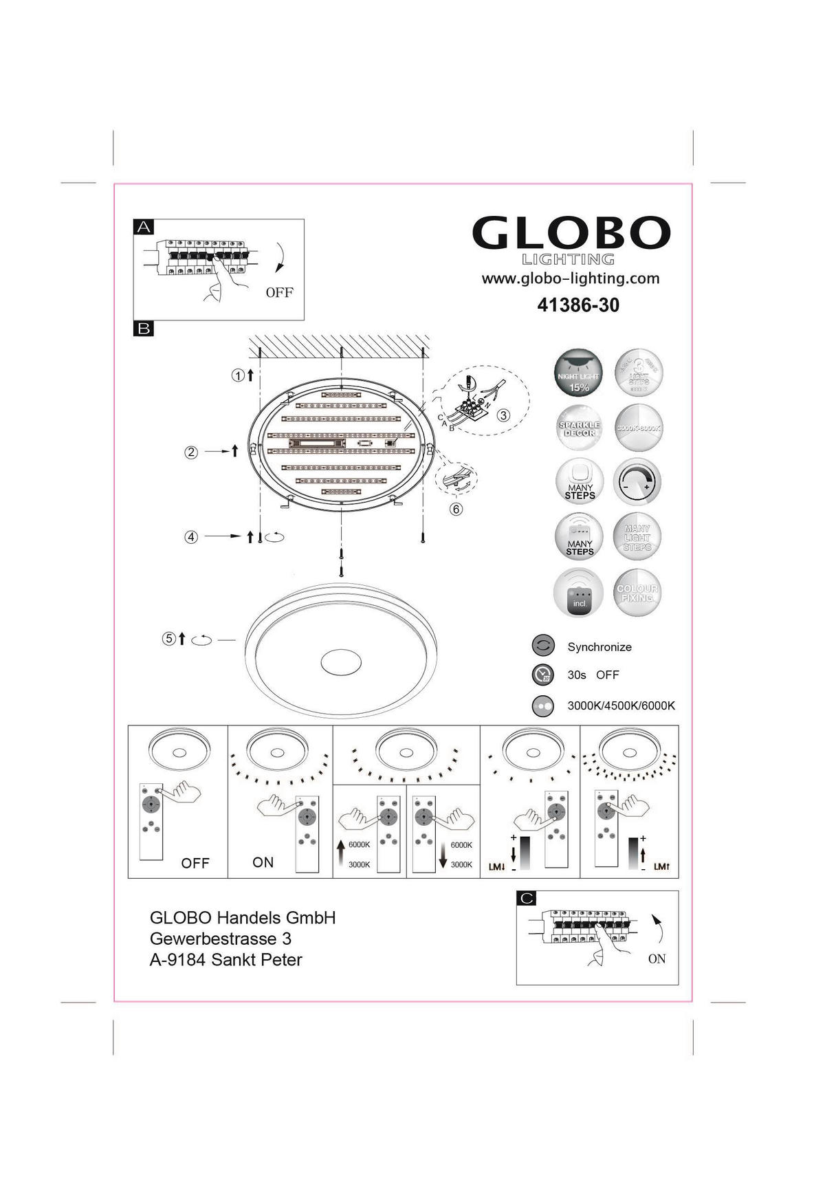LED-DECKENLEUCHTE 30 W  68/10 cm    - Weiss/Opal, Basics, Kunststoff/Metall (68/10cm) - Globo